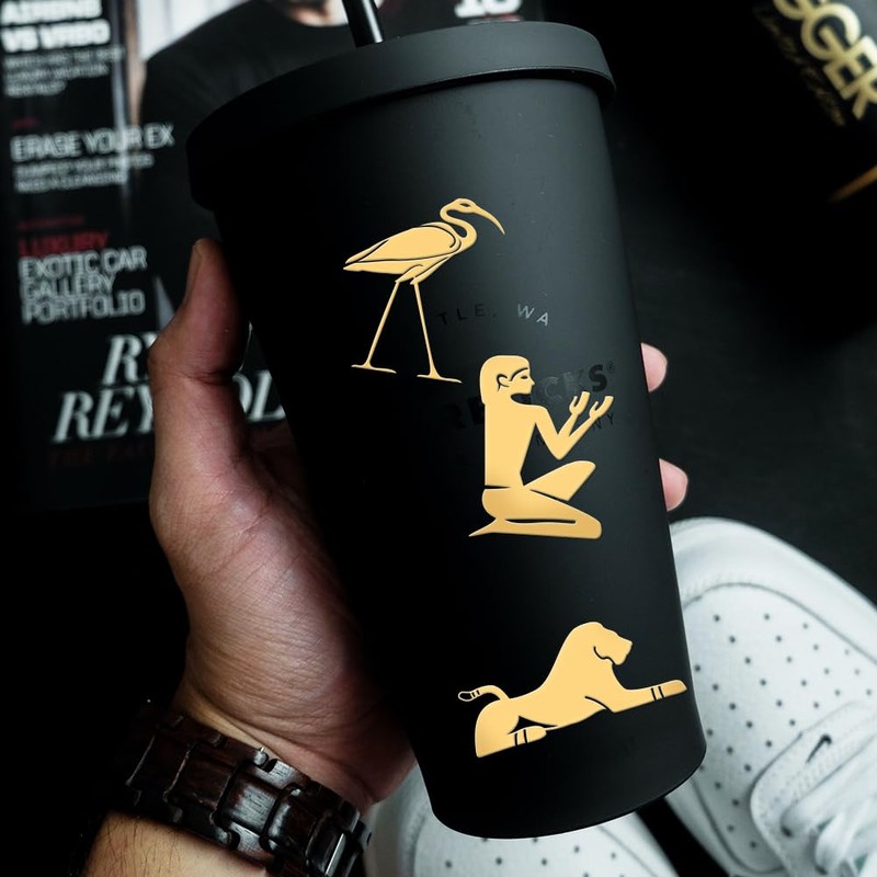 OLYCRAFT Golden Metal Stickers - Egyptian Writing, Sphinx Eagle Energy