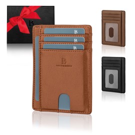Logan & Barnes Men's Card Case - Munich Version - RFID Wallet with TÜV Tested RFID Blocker - Mini Wallet for up to 10 Credit Cards, light brown