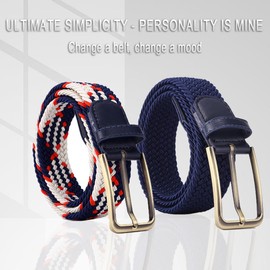 BOZEVON Elastic Braided Belt - Multicolor Stretch Woven Unisex Casual Vintage Belt for Men and Women
