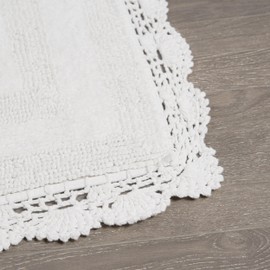 Laura Ashley Cotton Bath Rug, White, 21x34 in