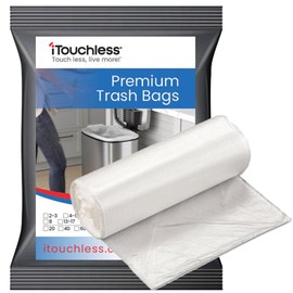 iTouchless Small/Medium Trash Bags, Fits 2 Gal, 3 Gal, 4 Gal, 5 Gal, 6 Gallon Bins, Strong Bathroom Kitchen Garbage Can Liners, for Rubbish Recycling Compost in The Home, Office, 50 Count, Clear