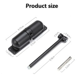 Automatic Door Closer, Door Closer for Garden Gate, Front Door, Outdoor, Fly Screen Door, Tension Spring, Automatic Buffer Closed (Black, 1 Piece)