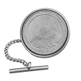 US 2012 Hawaii Volcanoes National Park Quarter BU Uncirculated 25 Cent Coin Silver Plated Tie Tac Tack BRAND NEW - America the Beautiful