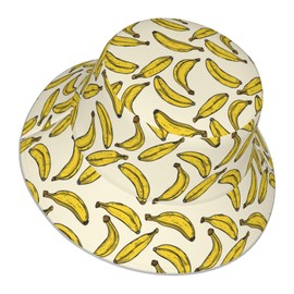 Bucket Hat Banana Black Double-Side-Wear Reversible Sun Hat Beach Travel for Women Men