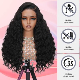 250 Density Wear and Go Glueless Wigs Human Hair Pre Cut Bleached Knots Loose Deep Wave 5x5 HD Lace Closure Wigs Human Hair with Baby Hair Pre Plucked Loose Wave Glueless Wigs Human Hair for Women