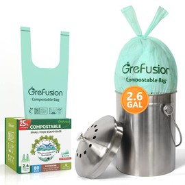 GreFusion Compostable trash Bags, 2.6 Gallon,Thick 0.91 mils,Compost bin Kitchen,Food Scrap Waste Bags,Small trash bags for compost bin kitchen,Certified by BPI and OK Compost, (80 Count)