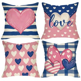 Valentines Day Love Decorative Throw Pillow Covers 16 x 16 Set of 4