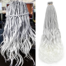 Ajsowju Loose Wave Dreadlocks Synthetic French Curly SE Dreadlock Extensions 24inches 10 Strands Thin Soft Spanish Curly SE Dreadlock Extensions for Women (10 Strands, G60)