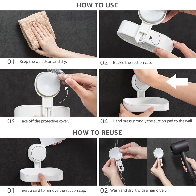 LEVERLOC Soap Dish Suction Cup NO-Drilling & Removable Suction Cup