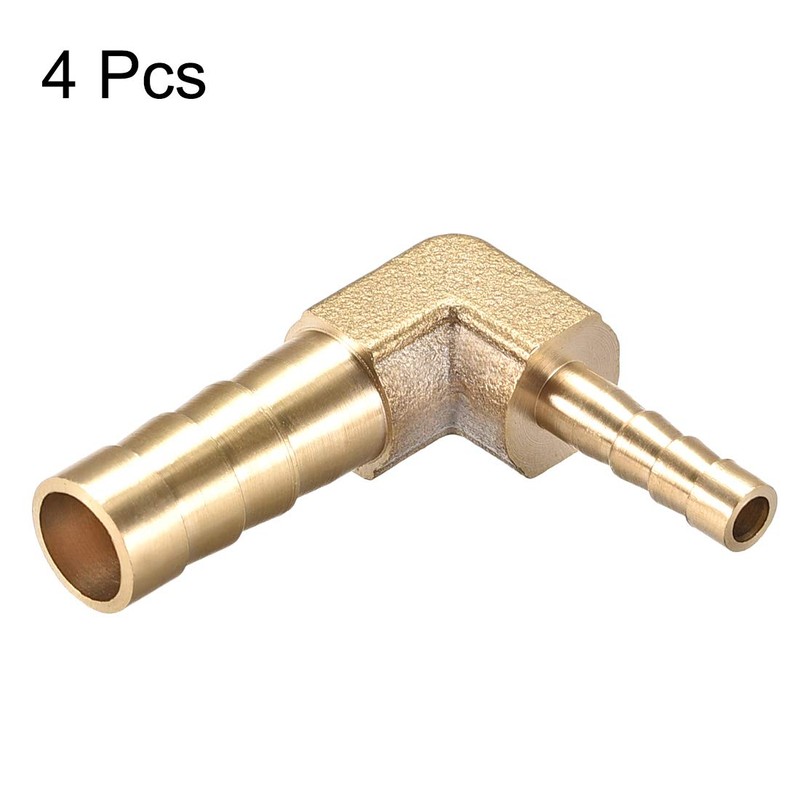 sourcing map 8mm to 4mm Barb Brass Hose Fitting 90