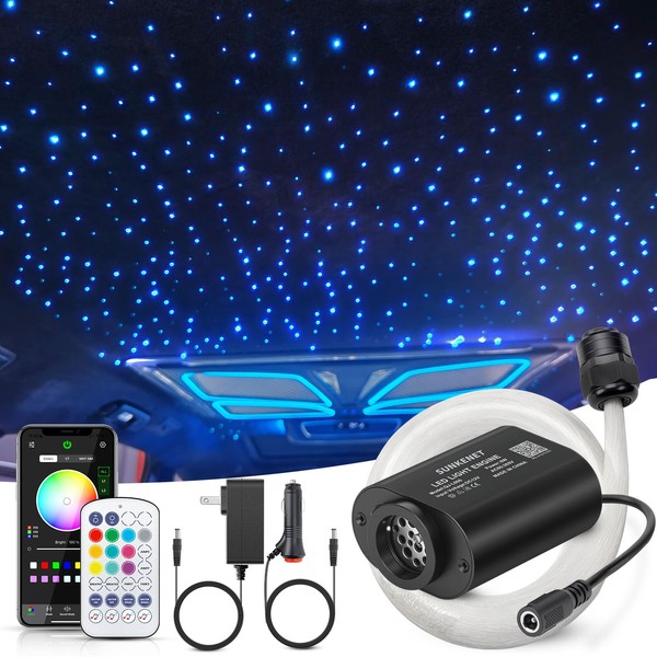 SUNKENET 6W Mini Size Twinkle 650pcs*0.03in*13.1ft Starlight Headliner Kit, Star