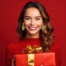 HESSAWELL Christmas Earrings for Women Christmas Green Bell Stud Earrings Dangle Drop Earrings Christmas Jewelry