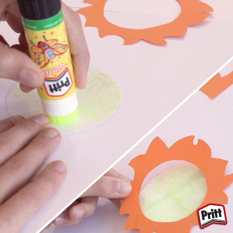 Pritt PGGS2 - Colla Stick colorata con Glitter, rosso/giallo