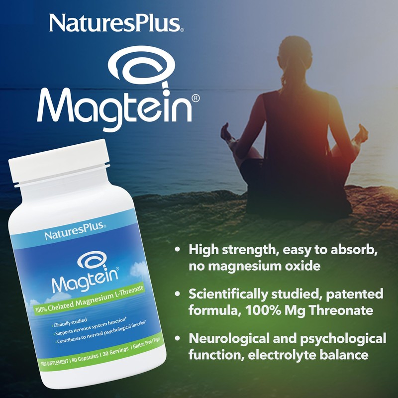 NaturesPlus Magtein Magnesium L-Threonate- High Strength, Calm, Mood, Memory, Focus,