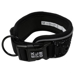 duvoplus, Ultimate Fit Comfy Control Collar with Reflective Sewing Tapes, Size S - 34-38 cm, Granite, Black, for Dogs, Durable and Quick Dry Materials