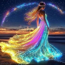 MOGTAA Rainbow Fairy Diamond Art Kits for Adults, Starry Sky Diamond Painting Kits for Beginners, DIY 5D Diamond Dots Kits Gem Painting for Home Wall Art Decor 12x12 inch