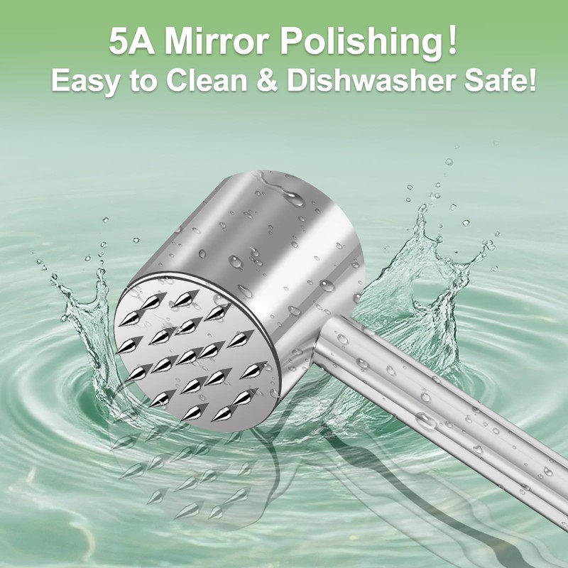 2-in-1 Heavy Duty Meat Tenderizer Hammer,Real 316L Stainless Steel Meat