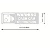 3.5x1.1 inch 5pcs Clear White Warning Dash Cam Recording Sticker,