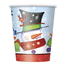 Unique Party 47626 - 9oz Snowman Buddies Christmas Paper Cups, Pack of 8