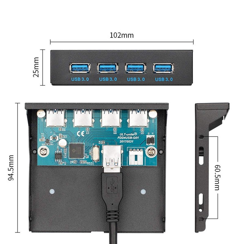 CY USB 3.0 HUB 4 Ports Front Panel to Motherboard