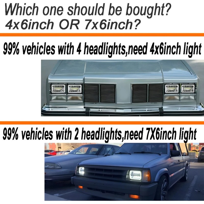 BRICOLOGHT 4x For Ford Mustang 1979-1986 DOT 4x6" Square LED