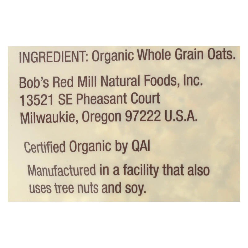 UD_Bob's Red Mill-Organic Quick Cooking Rolled Oats-Gluten Free-Case of 4