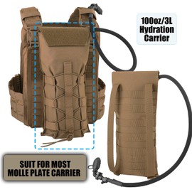 PETAC GEAR 1.5L / 3LTactical Hydration Pack，Molle Carrier Pouch for 50 oz /100 oz Hydration Bladder Daypack Water Backpack. (CB, 3L combination set)
