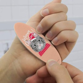 Meowy Merry Christmas Cat in Sweater and Hat Double-Sided Oval Nail File Emery Board Set 4 Pack
