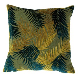 Paoletti Palm Grove Cushion Cover, Gold/Teal, 50 x 50cm