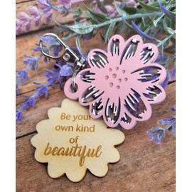 Decorative Flower Keychain, Multi-Colored Pastel Charms with Metal Clasp, 2 Inch Floral Design (Be Your Own Kind of Beautiful)