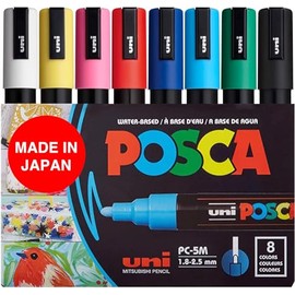 POSCA Juego de marcadores de pintura de 8 colores, PC-5M mediano