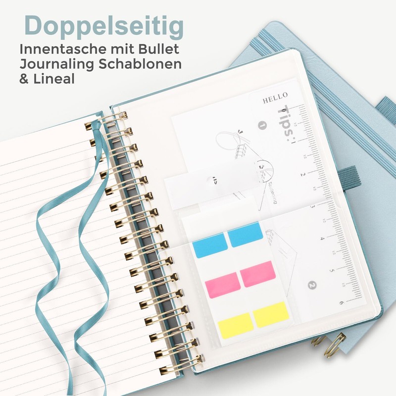 RETTACY Notebook A5 Lined Bullet Journal with 100 g/m² Thick
