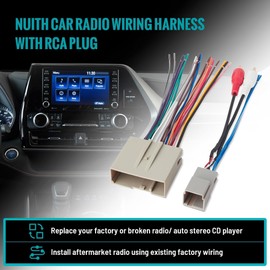 NuIth Car Radio Wiring Harness with RCA Plug Compatible with Selected 2003-2013 Ford/Lincoln/Mercury Vehicles, 24+8 Pin w/RCA Input Radio Wire Harness Adapter to Subwoofer Input Connector