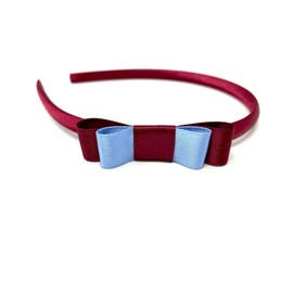 Burgundy and Light Blue Bow Headband Burgundy and Blue Hair Bow