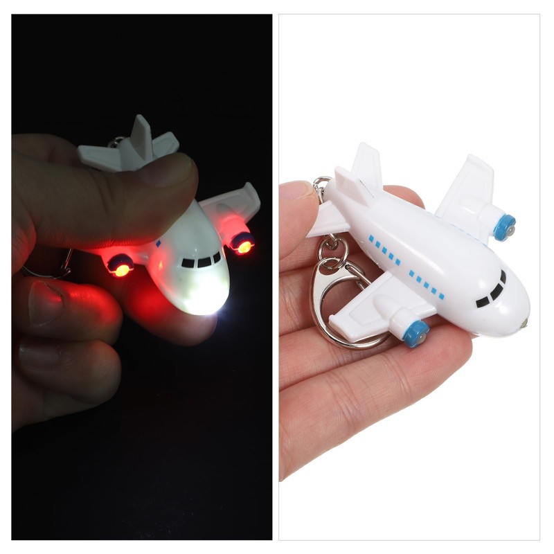 WOFASHPURET Airplane Keychain, 2pcs LED Light Up Keychains Novelty Keychain