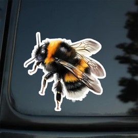 4pcs Small Size Cute Cartoon Bee Car Decals-3.35''x3.15''- Animal Theme Sticker for Bumper, Window, Motorcycle, Laptop, Notebooks, Skateboard and More, Car Accessories Waterproof Vinyl Decal | CZ22