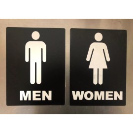 Maverick Advantage MENS & WOMENS Bathroom Sign SET - Black/White, 6"x8" EA