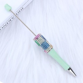 7 Pens Rhinestone Beadable Pens WHOLESALE BULK Beaded Ballpoint Pen 1.0mm Medium Suitable for DIY with Beads and Focals Ships from California:_84 Aquamarine 1E_7 PCS