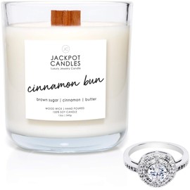 Jackpot Candles Cinnamon Bun Candle with Ring Inside (Surprise Jewelry Valued at $15 to $5,000) Ring Size 7