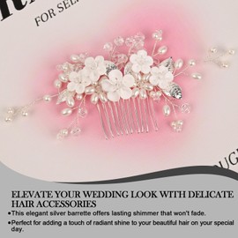 Bridal Hair Combs Crystal Flower Vine Hair Accessories for Weddings and Special Occasions (Silver)