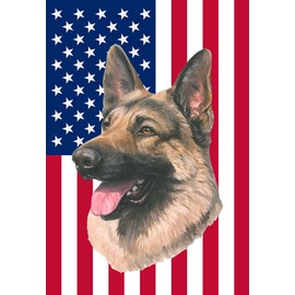 German Shepherd - Best of Breed American Flags Garden Size 12" x 17"