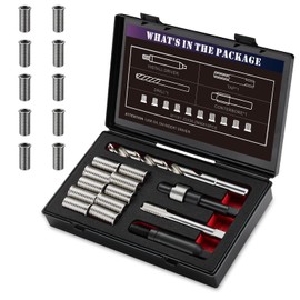 SENNMONN M11X1.25X28.2MM Thread Repair Kit with Insert HSS Drill, Tap, Counterbore, Installation Driver, Metric, 10PCS Stainless Steel Insert M11X1.25X28.2MM