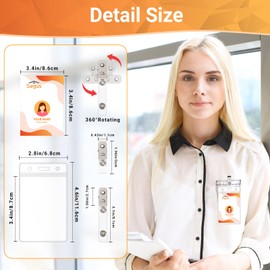 Segus ID Card Holder with Clips, Pack of 20 Waterproof ID Card Holders with Metal Clips, Transparent Card Holder for Office, School, Events, Conferences (Vertical)