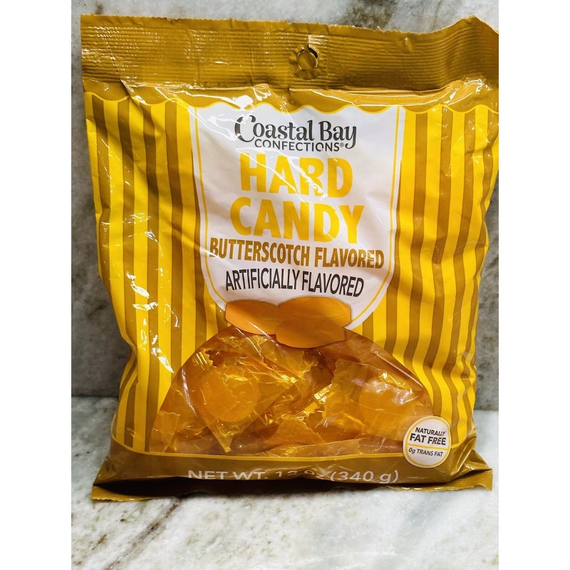 Coastal Bay Fat Free "BUTTERSCOTCH" Flavored Hard Candy 1 Bag:-12oz/340g