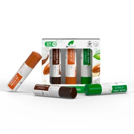 Dr Organic Lip Balm Gift Set, Moisturising, SPF 15, Assorted Multipack with Aloe Vera, Argan Oil, Coconut Oil, Natural, Vegetarian, Cruelty-Free, Paraben & SLS-Free, Organic, 5.7ml
