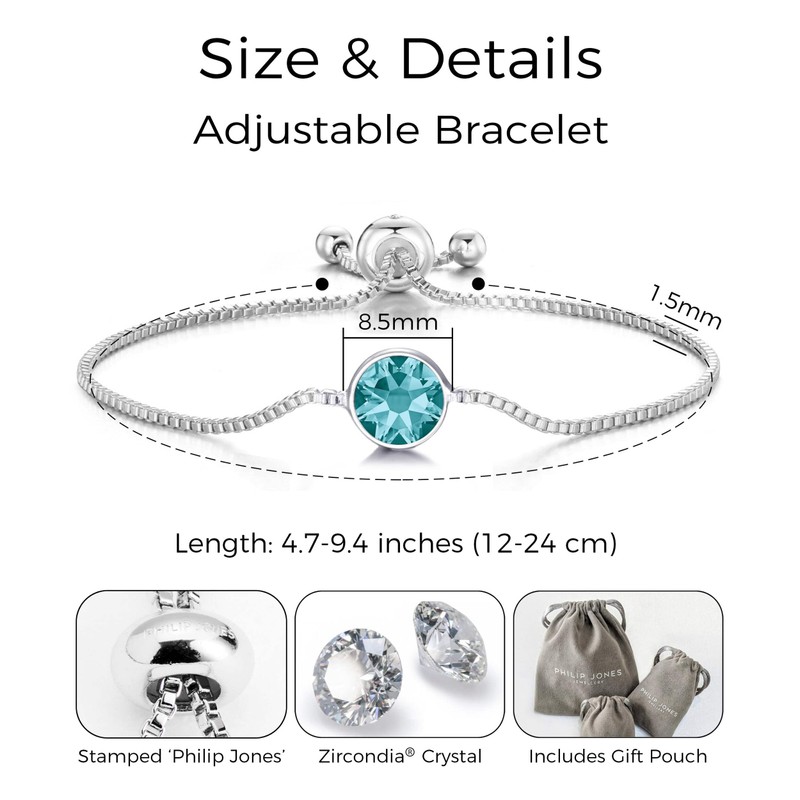 Philip Jones December (Blue Topaz) Birthstone Bracelet Created with Zircondia®