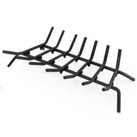 Tangkula 31 Inch Fireplace Grate, 7 Bar Solid Steel Fireplace Log Holder for Indoor Chimney Hearth & Outdoor Fire Pit Camping, Heavy Duty Wrought Cast Iron Firewood Burning Rack Holder, Black