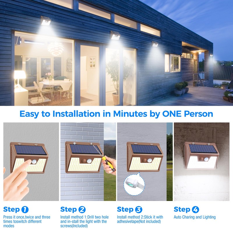 Peasur Solar Lights Outdoor Waterproof [12 Packs/140 LEDs], 3 Lighting