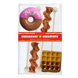 Big Giant Lollipops Unique Candy Box Set Featuring Bacon, Donut, and Waffle with Maple Syrup Flavored Candy
