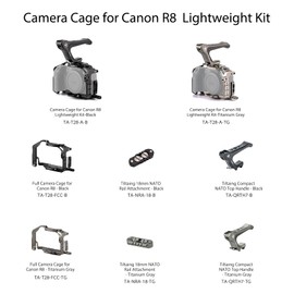 Tilta Camera Cage for/Compatible with Canon R8 Lightweight Kit - Titanium Gray | Mount Accessories | Cable CLAMP | NATO TOP Handle | ARCA Ready | TA-T28-A-TG